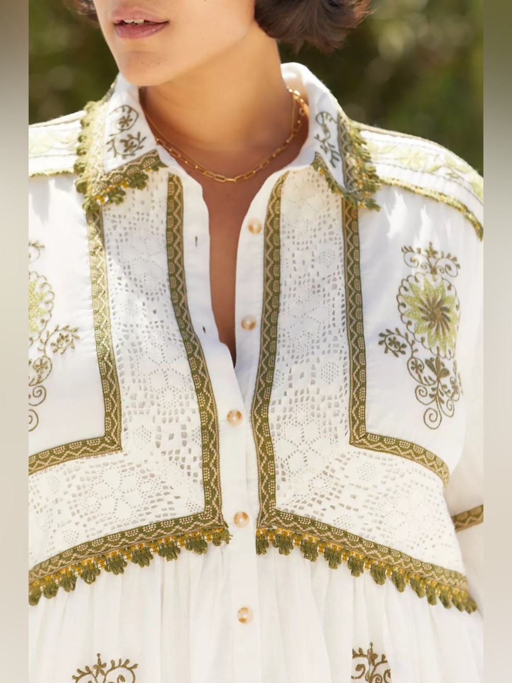 Anthropologie Maeve Long-Sleeve Embroidered Boho Mini Dress - Picture 8 of 11